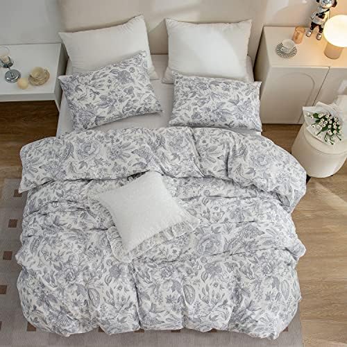 CottonLife King Size Duvet Cover Set with Flower Pattern