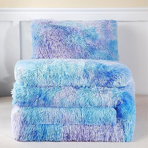 PERFEMET Fluffy Faux Fur Comforter Set for Girls 1