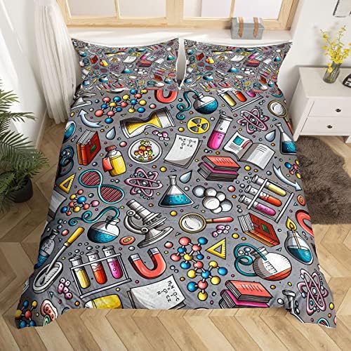 Erosebridal Chemistry Lab Duvet Cover Set Twin Size 2Pcs Gray
