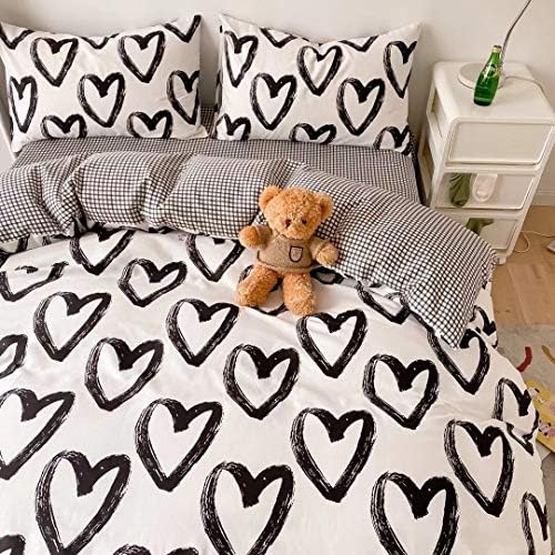 Houseri Love Heart Shaped Duvet Cover Queen Set