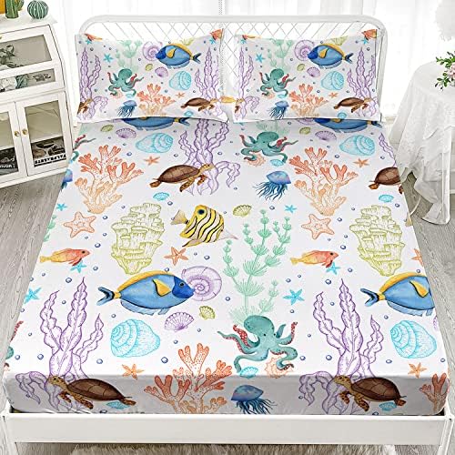 Sea Turtle Fitted Sheet with 2 Pillowcases