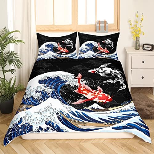 Feelyou Japanese Koi Duvet Cover Set Twin Size