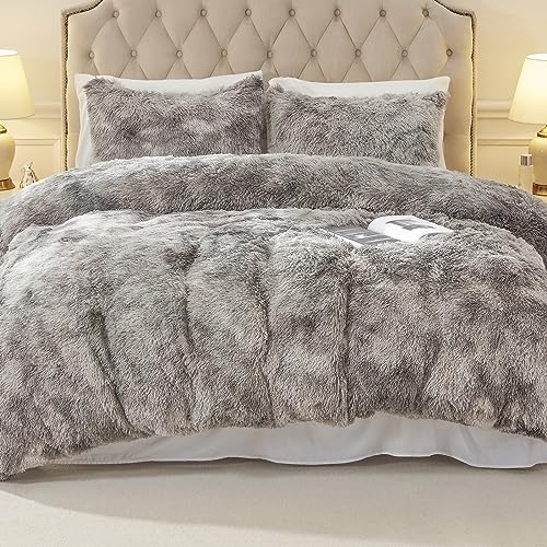 EMME Plush Fuzzy Twin Duvet Cover Set with Pillow Case 1