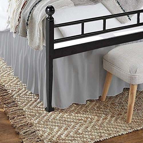 Neem Linen Ruffle Gathered Bed Skirt Light Grey 54X75X16 Inch Drop