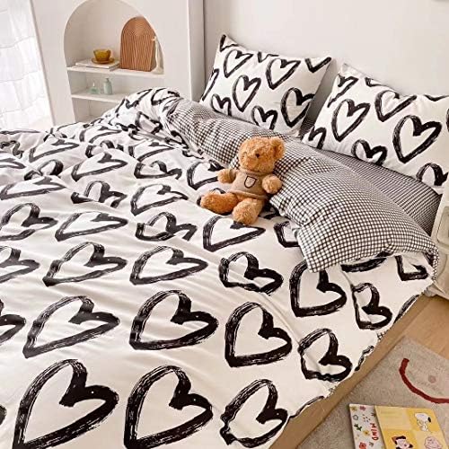 Houseri Love Heart Shaped Duvet Cover Queen Set