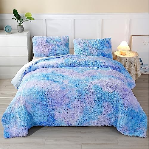 PERFEMET Fluffy Faux Fur Comforter Set for Girls 1