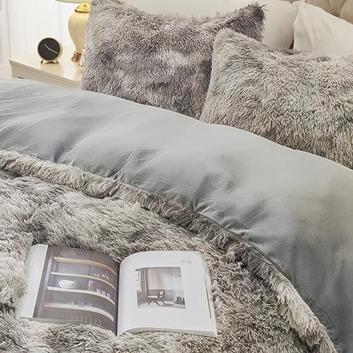 EMME Plush Fuzzy Twin Duvet Cover Set with Pillow Case 1