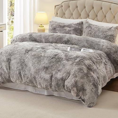 EMME Plush Fuzzy Twin Duvet Cover Set with Pillow Case 1