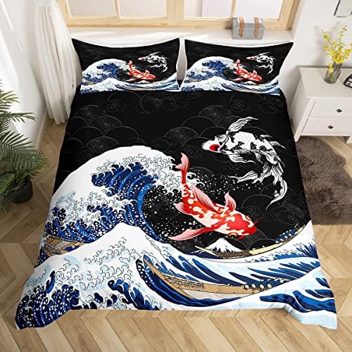 Feelyou Japanese Koi Duvet Cover Set Twin Size