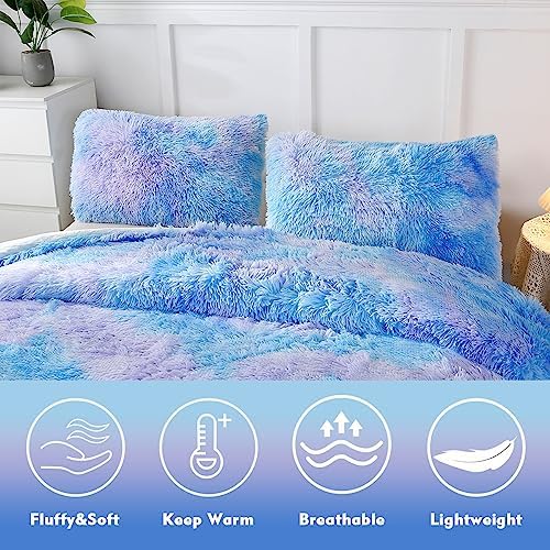 PERFEMET Fluffy Faux Fur Comforter Set for Girls 1