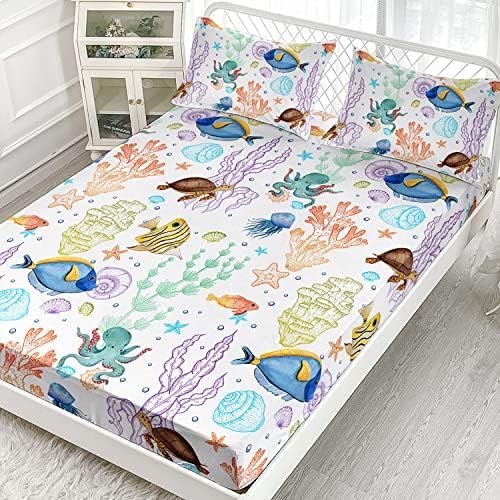 Sea Turtle Fitted Sheet with 2 Pillowcases