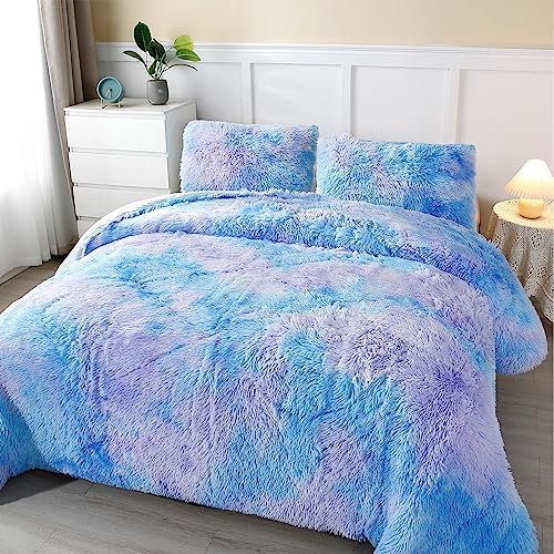 PERFEMET Fluffy Faux Fur Comforter Set for Girls 1