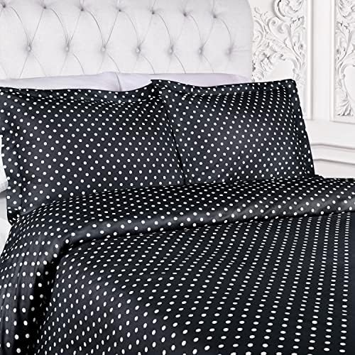 Superior Cotton Blend Duvet Cover Set Polka Dot Twin Black